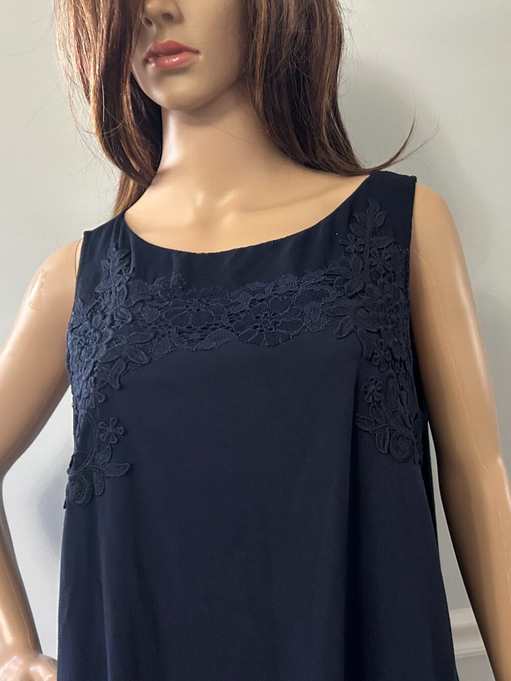 LOFT Dark Navy Sleeveless Floral Dress NWT XL Petite